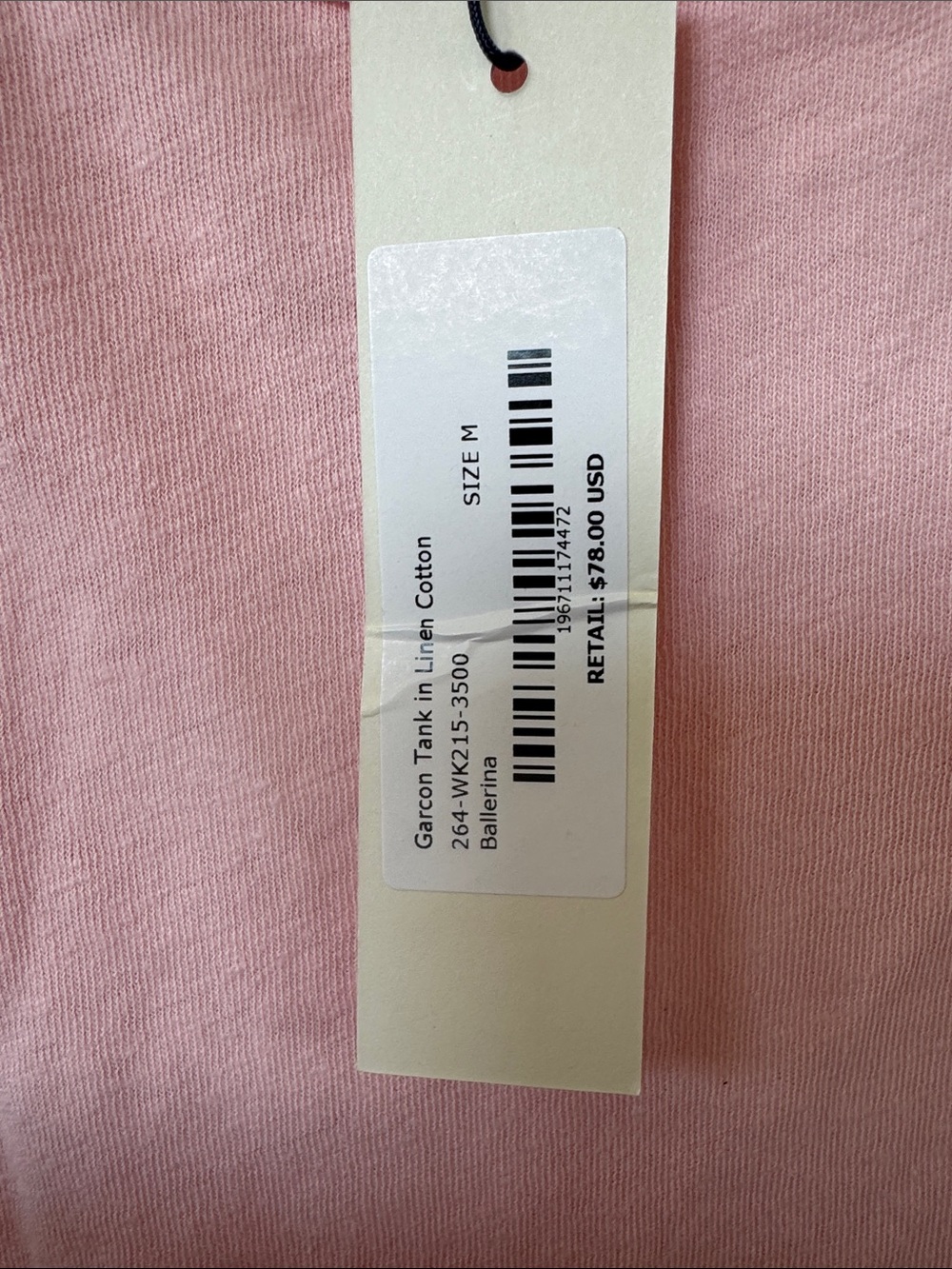 Alex Mill Soft Ballerina Pink Tank Top